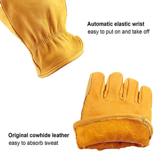 Ozero Cowhide Leather Winter Work Gloves | Winter Construction Gloves