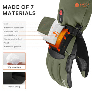 3M Thinsulate and 7-layer waterproof construction of heated snowboarding gloves
