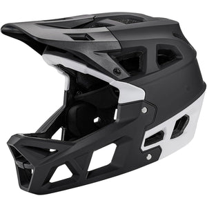 Adults and Teenagers Full-Face Mountain Bike Helmet Black and White