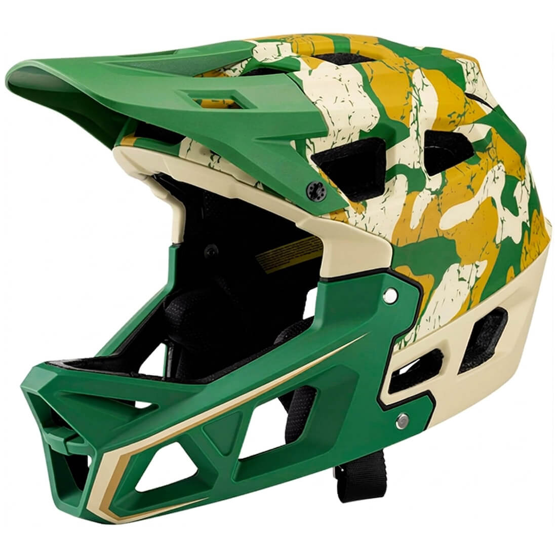 Adults and Teenagers Full-Face Mountain Bike Helmet – Ultra-Lightweight MTB & Downhill Protection, Green / L