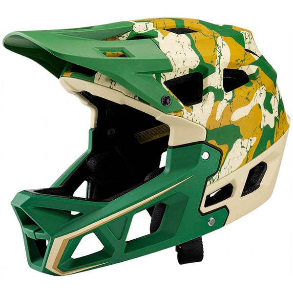 Adults and Teenagers Full-Face Mountain Bike Helmet – Ultra-Lightweight MTB & Downhill Protection, Green / L
