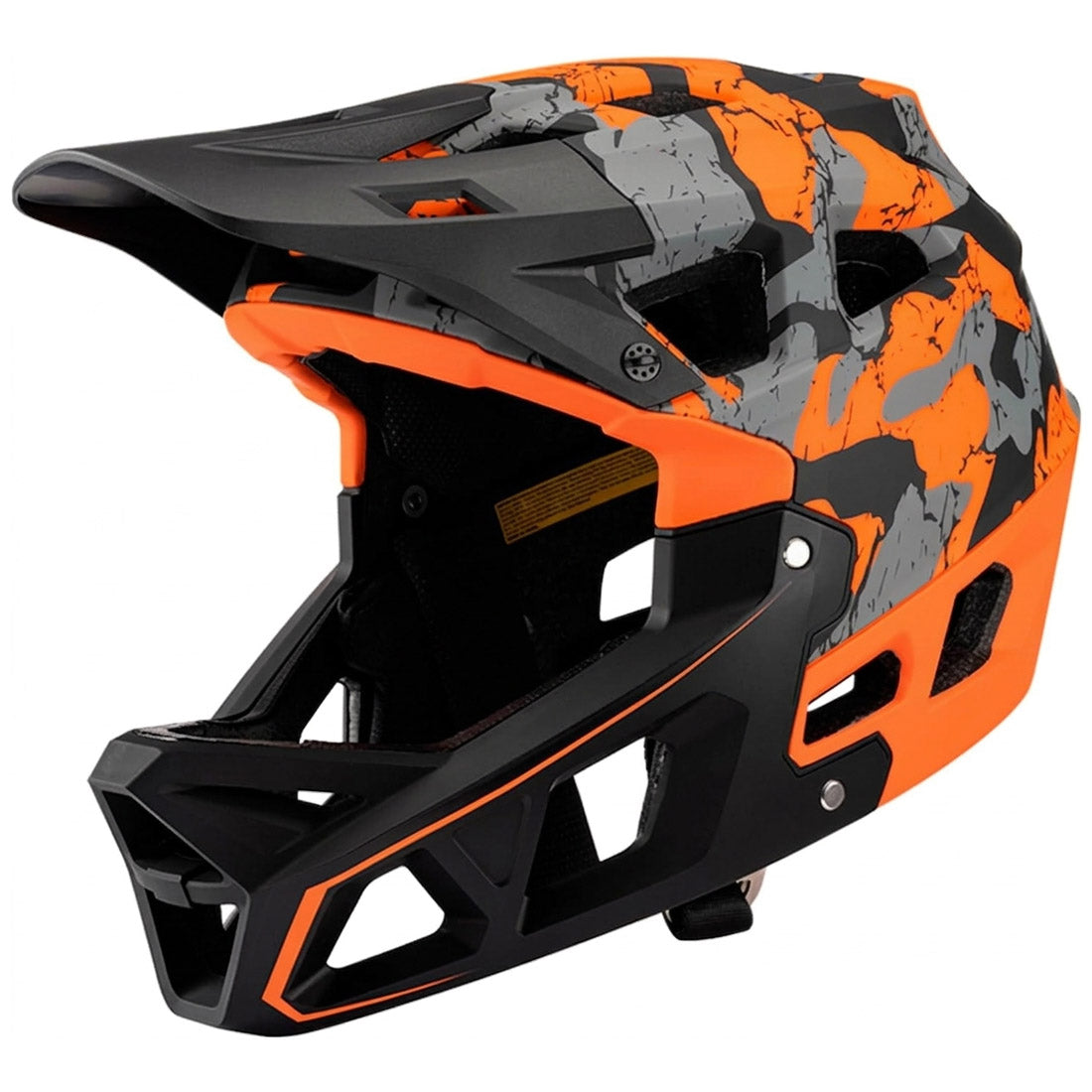 Adults and Teenagers Full-Face Mountain Bike Helmet – Ultra-Lightweight MTB & Downhill Protection, Orange Black / L