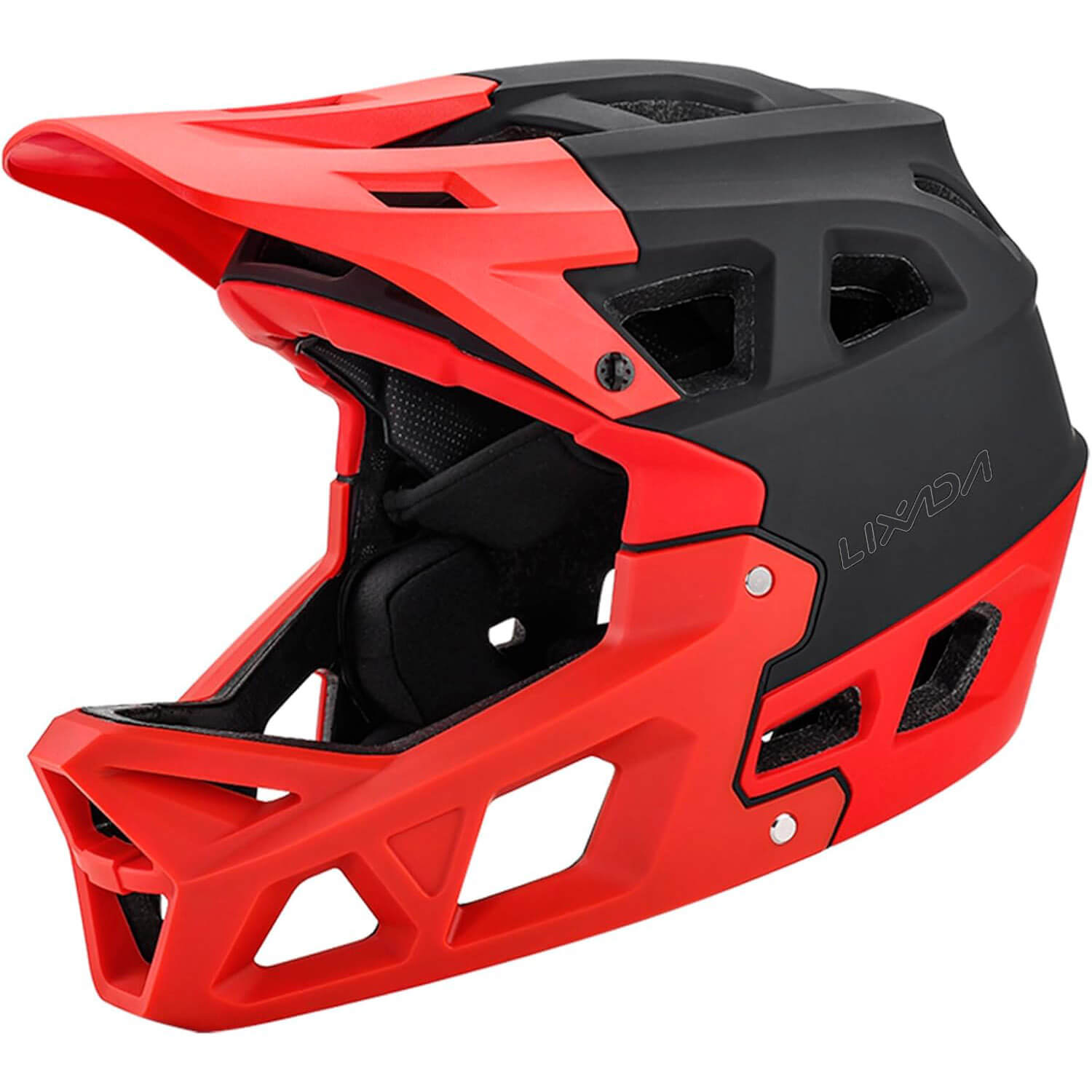 Adults and Teenagers Full-Face Mountain Bike Helmet – Ultra-Lightweight MTB & Downhill Protection, Red Black / L