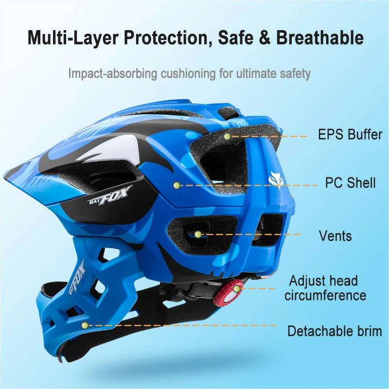 BATFOX 2-in-1 Kids Teens Full-Face Helmet BATFOX 2-in-1 Kids Teens Full-Face Helmet