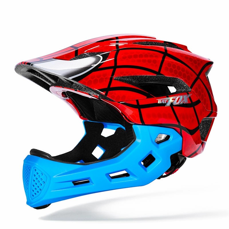 bike dads full.face helmet BATFOX Youth And Kids Full-Face Detachable Bike And Skateboard Helmet, Red