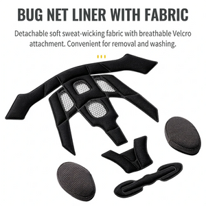 Detachable washable inner lining pads with breathable anti bug mesh for kids helmet
