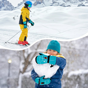 Children skiing with heated mitten