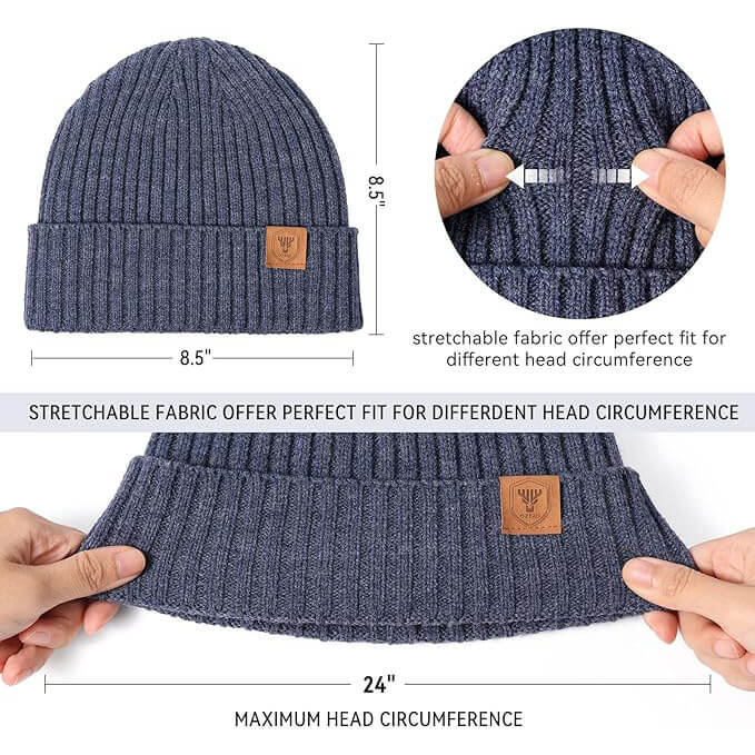 OZERO Knit Beanie Winter Hat For Men and Women | Thermal Thick Polar Fleece Lining Cap