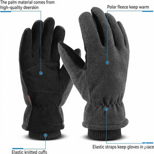OZERO Men and Women -30F Winter Waterproof Deerskin Leather Gloves Detail 2