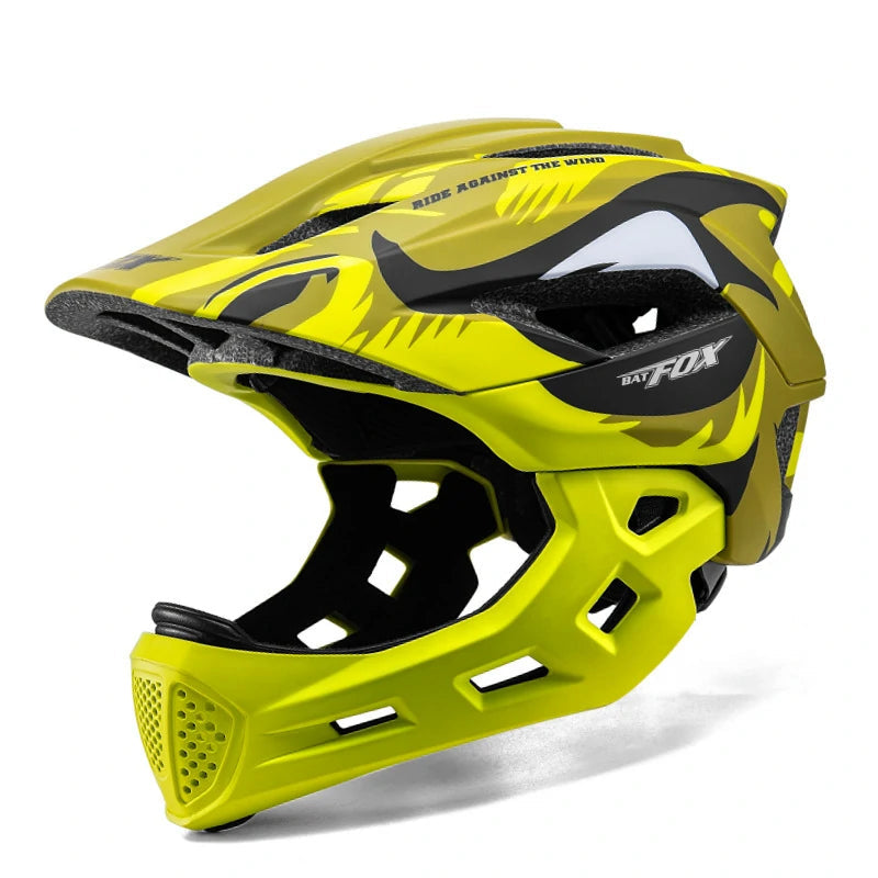 BATFOX 2-in-1 Kids Teens Full-Face Helmet, Racing Green BATFOX 2-in-1 Kids Teens Full-Face Helmet, Racing Green