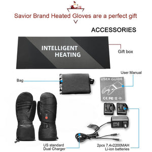 savior leather heated mittens package