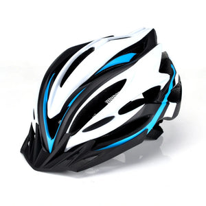 White Blue Adult Cycling Helmet with LED Light