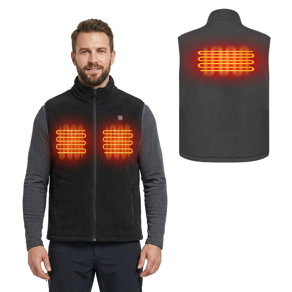 a man wearing a savior 5 volt heated vest