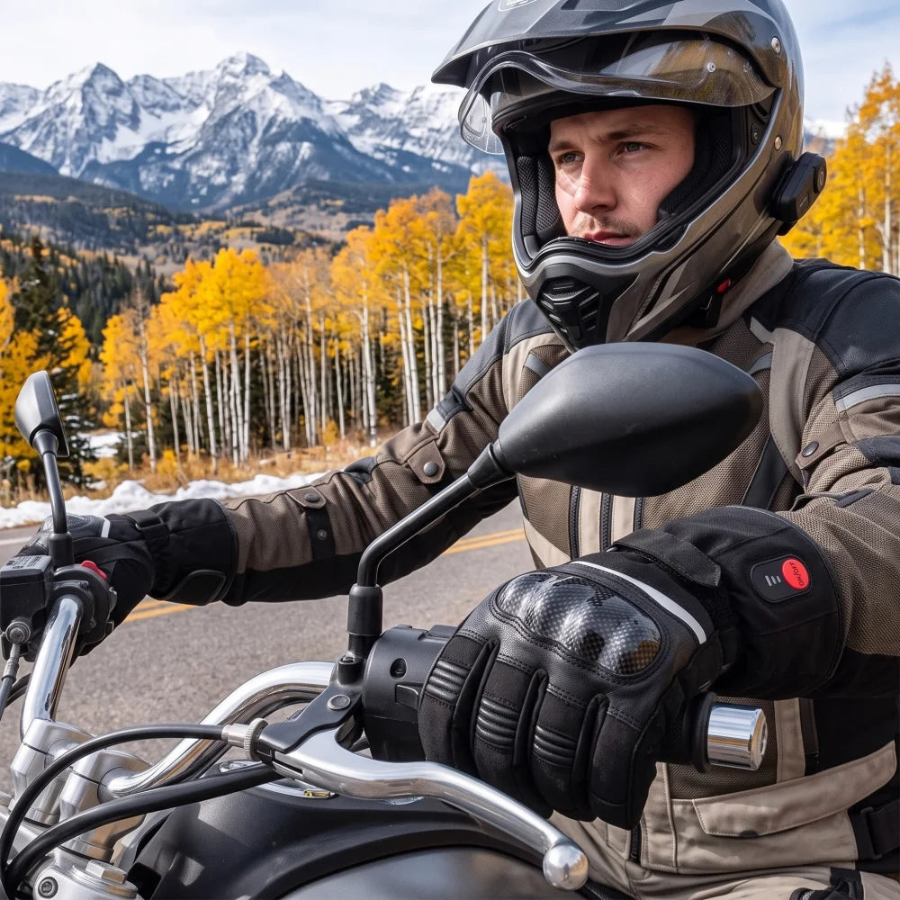 savior man leather motorcycle heated gloves