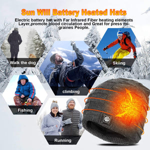 Adult Rechargeable Winter Heated Fleece Hat 5