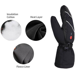 Leather Electric Heated Mittens | Rechargeable 7V Battery Heated Ski Mittens | Keepwarming