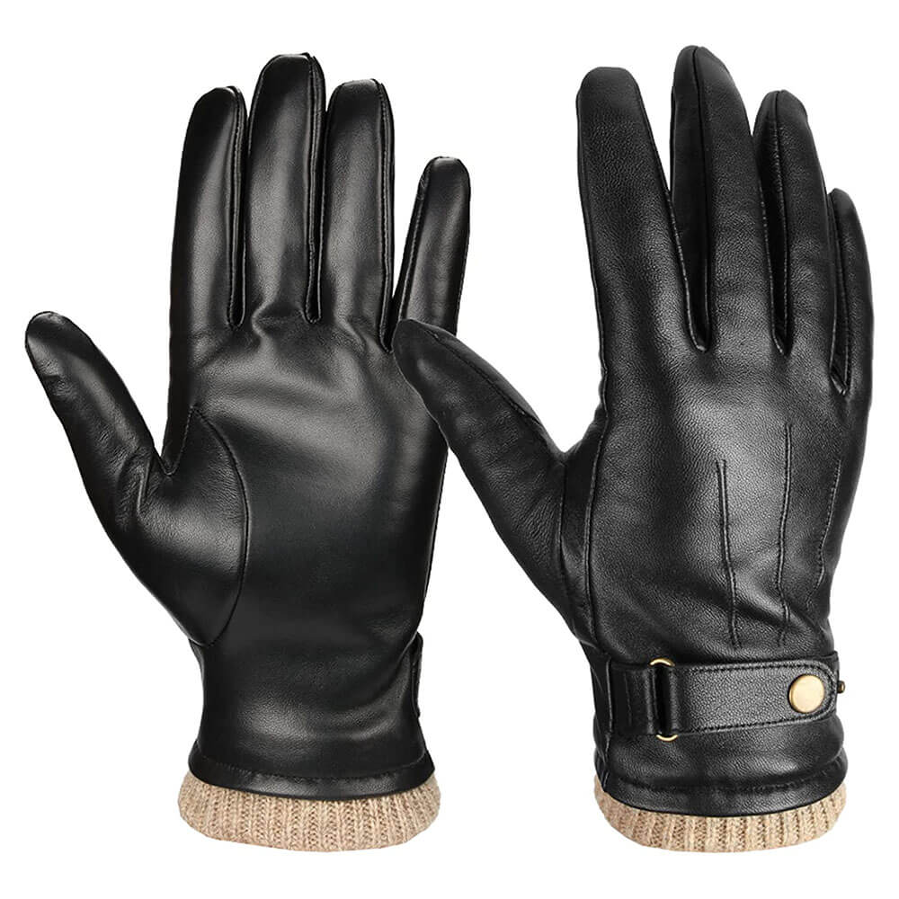 OZERO Men Cashmere Lined Leather Touchscreen Gloves | Winter