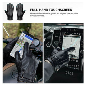 OZERO Men Cashmere Lined Leather Touchscreen Gloves | Winter Goatskin  Leather Driving Gloves