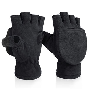 OZERO Fleece Fingerless Winter Gloves | 3M Thinsulate Thermal Convertible Mittens