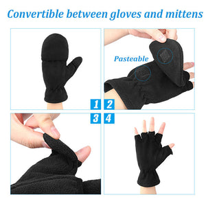 OZERO Fleece Fingerless Winter Gloves | 3M Thinsulate Thermal Convertible Mittens