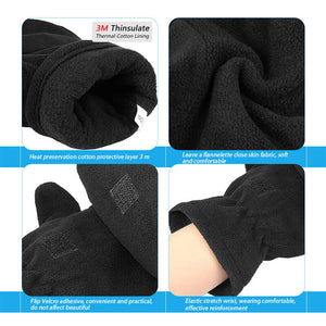 OZERO Fleece Fingerless Winter Gloves | 3M Thinsulate Thermal Convertible Mittens
