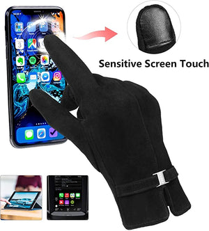 Ozero Deerskin Suede Women Leather Gloves with Warm Cashmere Lining | Winter Touchscreen Gloves