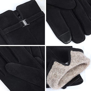 Ozero Deerskin Suede Women Leather Gloves with Warm Cashmere Lining | Winter Touchscreen Gloves