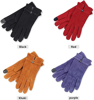 Ozero Deerskin Suede Women Leather Gloves with Warm Cashmere Lining | Winter Touchscreen Gloves