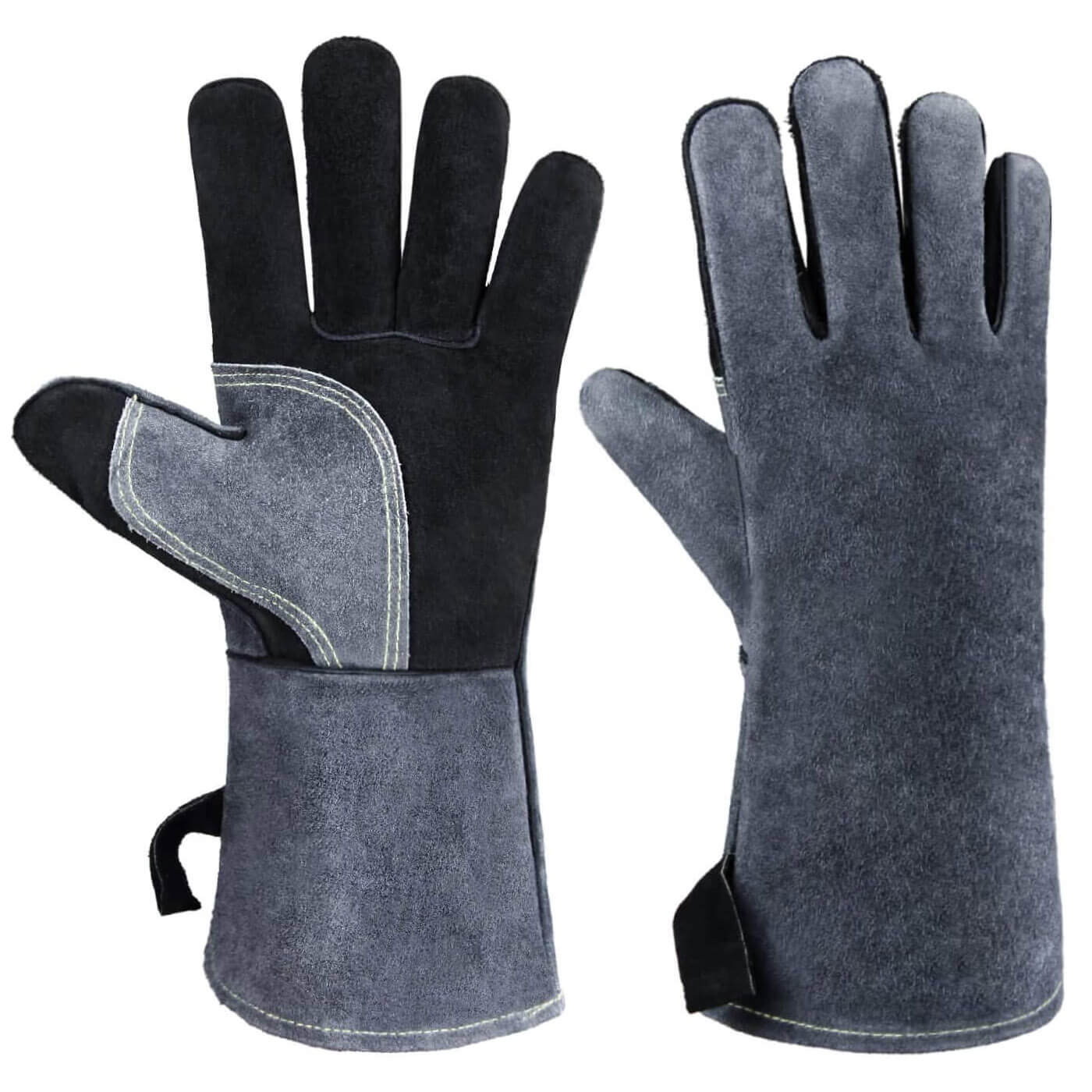 Leather Welding Gloves Heat Fire Resistant Grill Work Glove BBQ Oven  Blacksmith