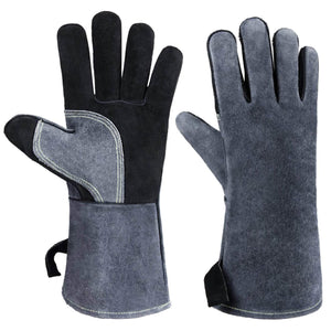 Ozero Leather Welding Heat Resistant Gloves | Welding BBQ Heat Proof Gloves