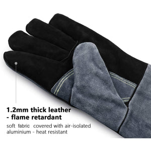 Ozero Leather Welding Heat Resistant Gloves | Welding BBQ Heat Proof Gloves