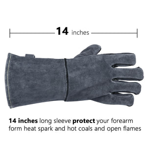 Ozero Leather Welding Heat Resistant Gloves | Welding BBQ Heat Proof Gloves