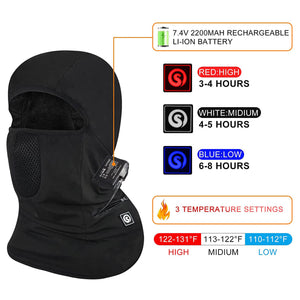 Savior Rechargeable Heated Mask | 7.4V Battery Ski Face Mask Heated Hat