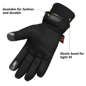 OZERO Waterproof Suede Winter Gloves | Touch Screen Leather Gloves With Velvet Lining